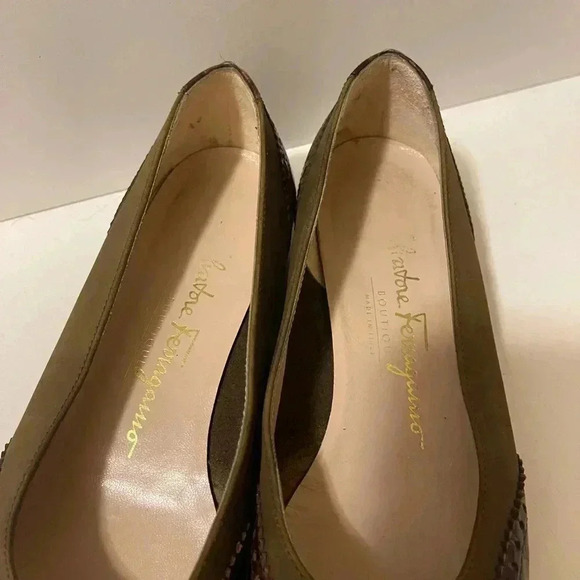 Salvatore Ferragamo crocodile flat Brown and Green size 6 - Picture 6 of 15